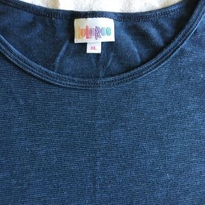 Women’s XL LuLaRoe Irma tunic blue/ black stripes